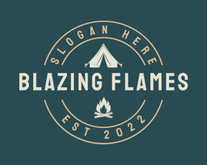 Camping Tent Bonfire logo design