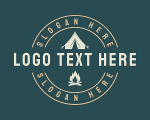 Camping Tent Bonfire Logo