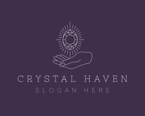 Gemstone Crystal Hand  logo design