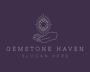 Gemstone Crystal Hand  logo design