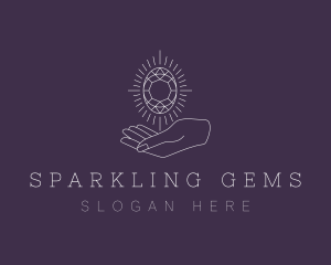 Gemstone Crystal Hand  logo design