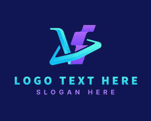 Application - Multimedia Gaming Letter V logo design