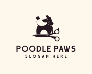 Poodle - Dog Grooming Shears logo design