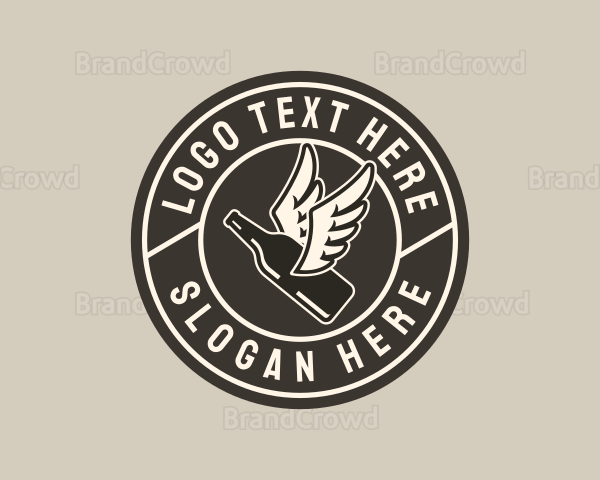 Liquor Bottle Wings Logo