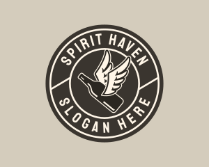 Distillery - Liquor Bottle Wings logo design