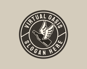 Liquor Bottle Wings logo design