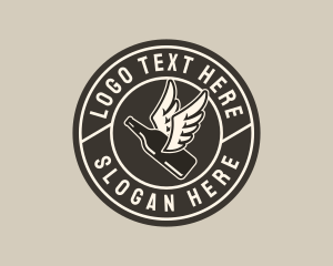 Brewer - Liquor Bottle Wings logo design