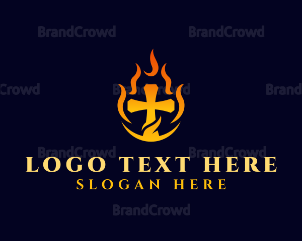 Blazing Christian Cross Logo