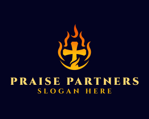 Praise - Blazing Christian Cross logo design