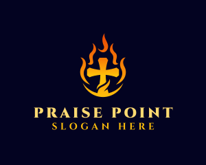 Praise - Blazing Christian Cross logo design