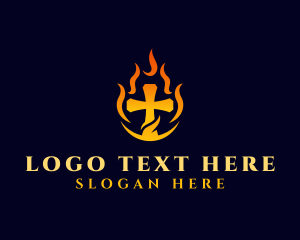 Church - Blazing Christian Cross logo design