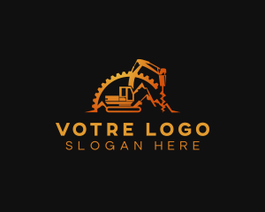 Construction - Heavy Equipment Drill Machinery logo design
