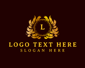 Golden - Luxury Wreath Ornament logo design