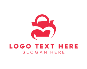 Supermarket - Heart Shopping Bag logo design