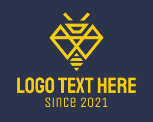 Precious Stone - Geometric Diamond Bee logo design