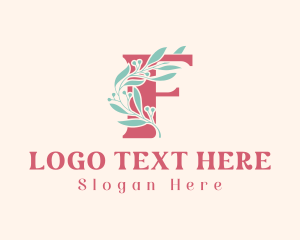 Botanical - Floral Vine Letter F logo design