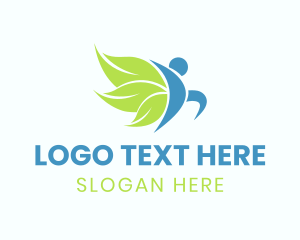 Human - Wings Human Leaf logo design