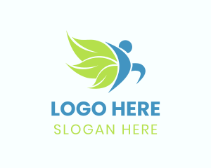 Wings Human Leaf Logo