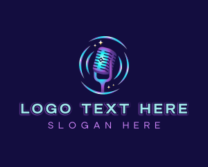 Broadcasting - Podcast Recording Microphone logo design