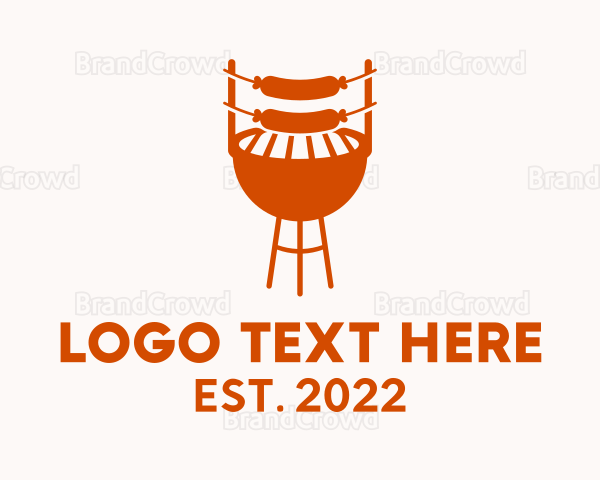 Orange Sausage Barbecue Logo