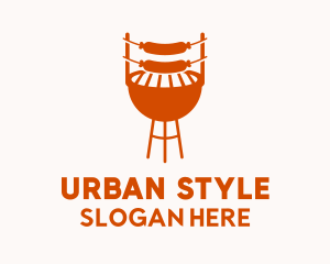 Orange Sausage Barbecue  Logo
