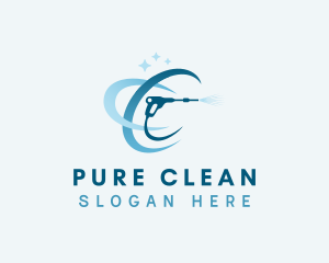 Water Pressure Washer Cleaning logo design