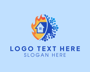 Temperature - Fire Ice House Heating logo design
