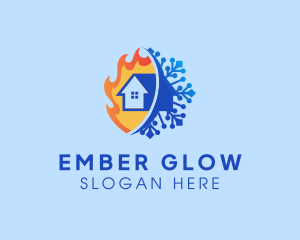 Ember - Fire Ice House Heating logo design