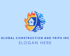 Refrigeration - Fire Ice House Heating logo design