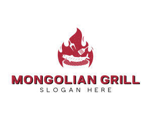 Flame Fish Barbecue Grill logo design