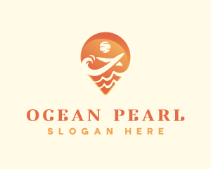 Airplane Trip Ocean logo design