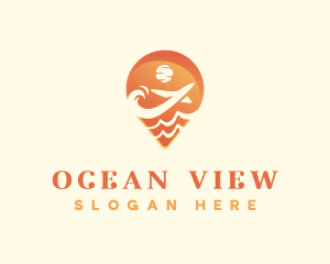 Airplane Trip Ocean logo design