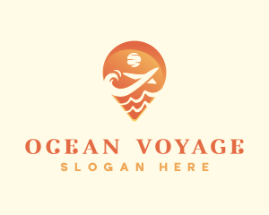 Airplane Trip Ocean logo design