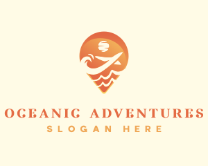 Airplane Trip Ocean logo design