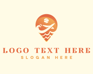 Tour - Airplane Trip Ocean logo design