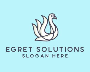 Egret - Lake Swan Bird logo design