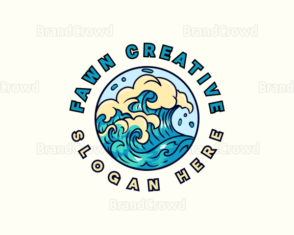 Ocean Wave Surfing Logo