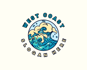 Ocean Wave Surfing Logo