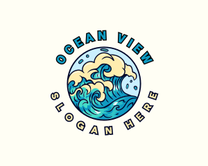 Ocean Wave Surfing logo design