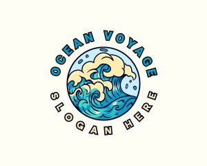 Ocean Wave Surfing logo design