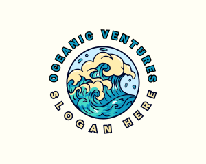 Ocean Wave Surfing logo design