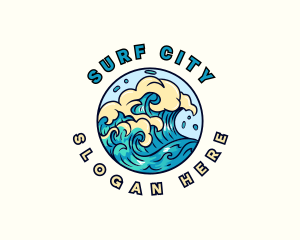 Ocean Wave Surfing logo design