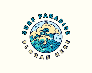 Ocean Wave Surfing logo design