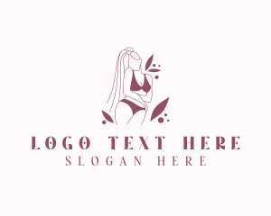 Waxing - Woman Body Lingerie logo design