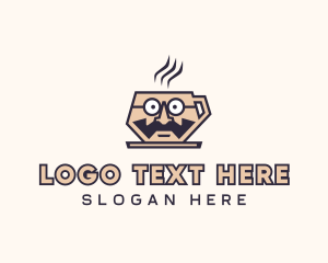 Hot Chocolate - Cartoon Coffee Cup Cafe logo design