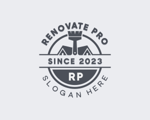 Paint Brush Roof Renovation  logo design