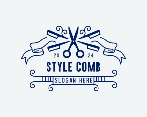 Barbershop Comb Scissors logo design