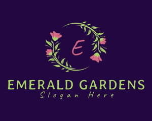 Botanical Flower Wreath logo design