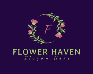 Botanical Flower Wreath logo design