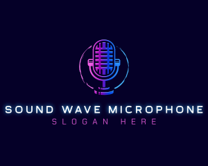 Microphone Broadcast Podcast logo design